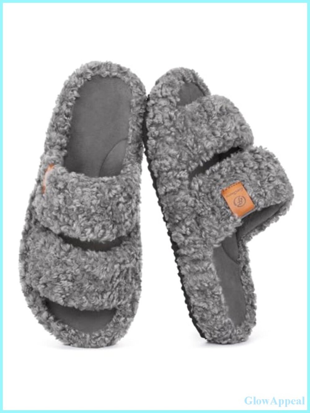 Women's Fuzzy Open Toe Slippers Memory Foam Faux Fur House Shoes